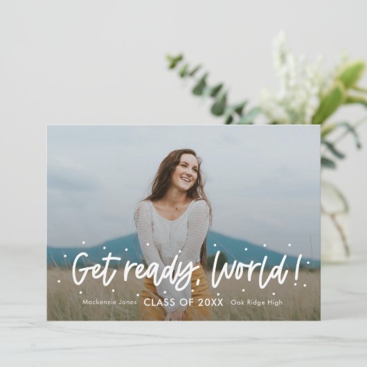 Positieve Outlook Editable Color Afstuderen Invita Kaart (Staand voorkant)