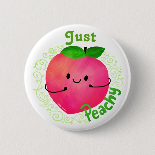 Positieve peach pun - peachy ronde button 5,7 cm (Voorkant)