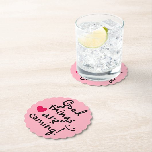 Positieve roze berichtkleur kartonnen onderzetters (Insitu)