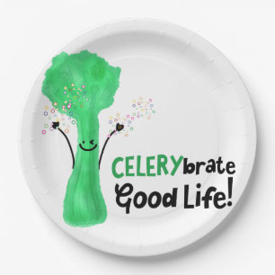 Positieve selderij pun - Celerybrate Good Life Papieren Bordje