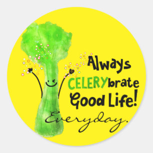 Positieve selderij-woordspeling - Altijd Celerybra Ronde Sticker
