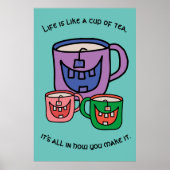 Positieve thee Optimistic Tea Lover Phrase Poster (Voorkant)