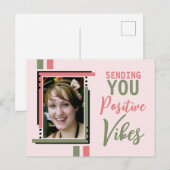 Positieve vibes aanmoediging foto groen roze toevo briefkaart (Voorkant / Achterkant)