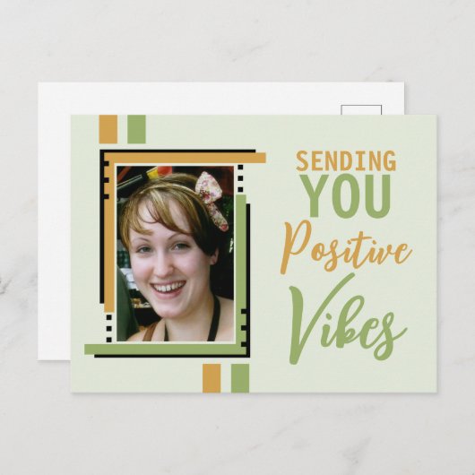 Positieve vibes-aanmoediging voeg groen fotogoud t briefkaart (Voorkant / Achterkant)