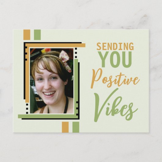 Positieve vibes-aanmoediging voeg groen fotogoud t briefkaart (Voorkant)