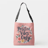 Positieve vibes alleen bloemenkrans ontwerp crossbody tas (Achterkant)