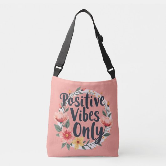 Positieve vibes alleen bloemenkrans ontwerp crossbody tas (Voorkant)