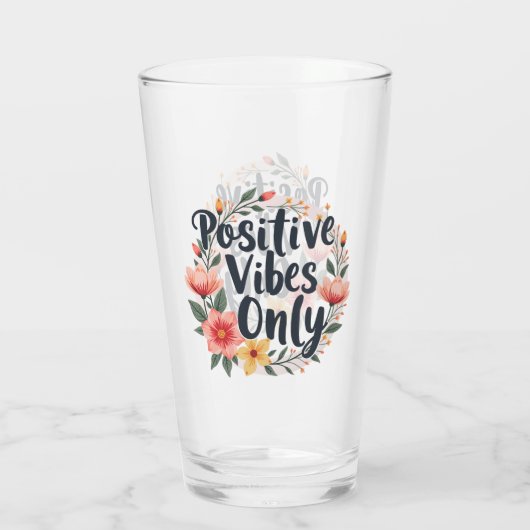 Positieve vibes alleen bloemenkrans ontwerp glas (Achterkant)