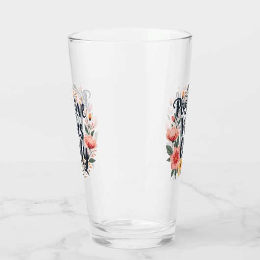 Positieve vibes alleen bloemenkrans ontwerp glas (Links)
