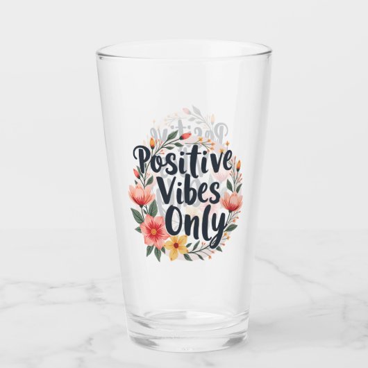 Positieve vibes alleen bloemenkrans ontwerp glas (Voorkant)