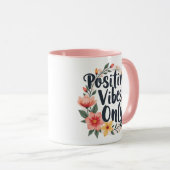 Positieve vibes alleen bloemenkrans ontwerp mok (Voorkant rechts)