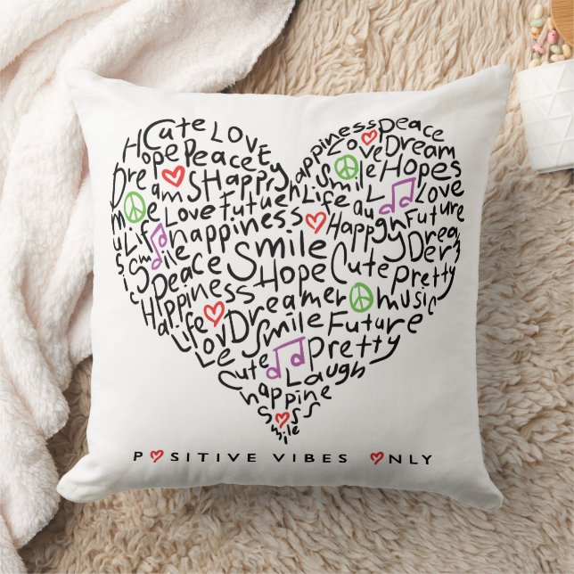 Positieve Vibes alleen hart ontwerp Kussen (Deken)