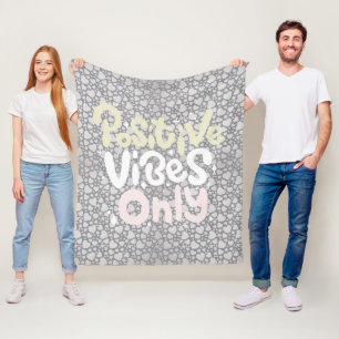 Positieve vibes alleen neutraal kleur boho stijl fleece deken