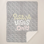 Positieve vibes alleen neutraal kleur boho stijl sherpa deken (Voorkant)