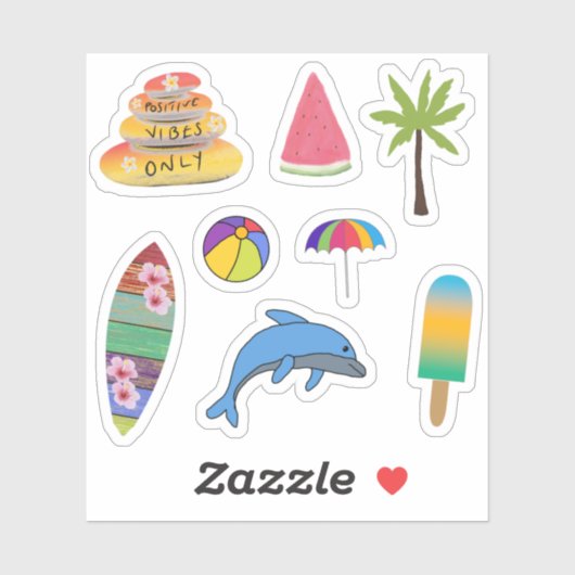 POSITIEVE VIBES BEACH HOLIDAAG STICKER (Vel)
