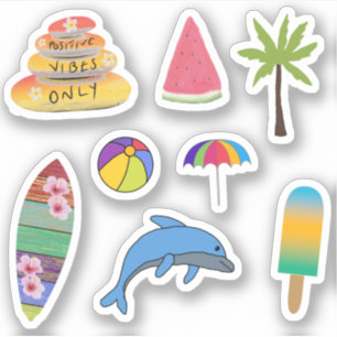 POSITIEVE VIBES BEACH HOLIDAAG STICKER