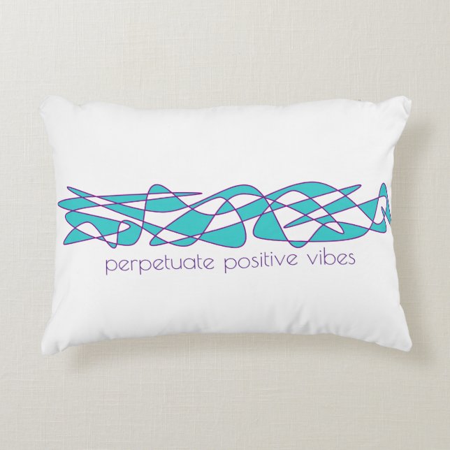 Positieve Vibes Blauwgroen en Paars Accent Kussen (Voorkant)
