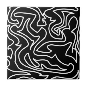 Positieve Vibes Bold Black White Abstract Tegeltje