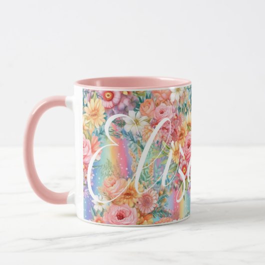 Positieve Vibes Bright Rainbows Florals Aangepaste Mok (Links)