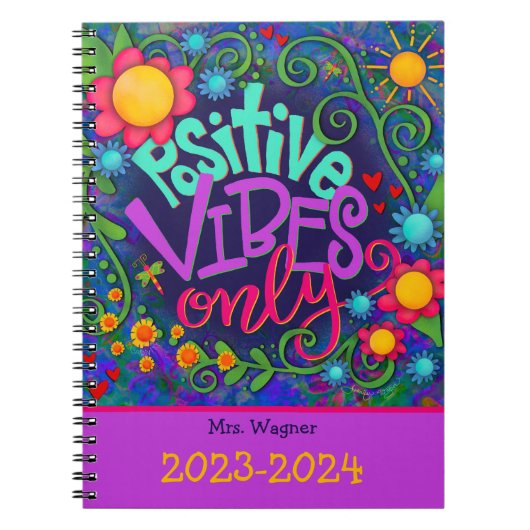Positieve Vibes Gepersonaliseerde Leraar Leuke Blo Notitieboek (Voorkant)