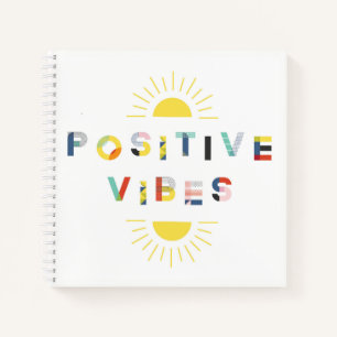 Positieve vibes Kleurrijke Abstracte Typografie Notitieboek