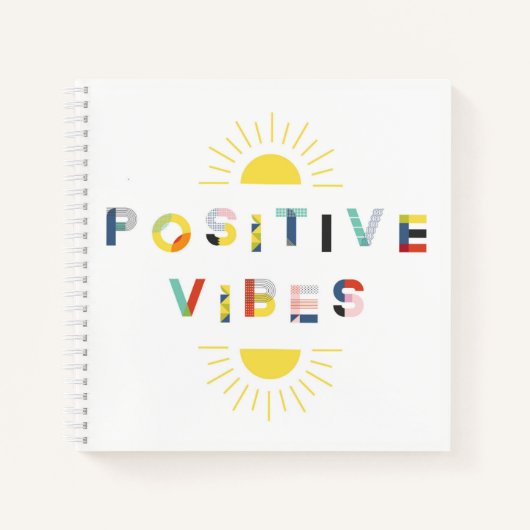 Positieve vibes Kleurrijke Abstracte Typografie Notitieboek (Voorkant)