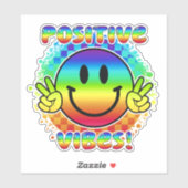 Positieve Vibes Smile Gezicht Emoji Peace Sign Vin Sticker (Vel)