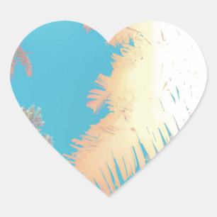Positieve virussen tropische palmbomen hart sticker