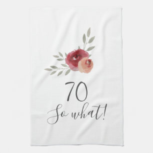 Positieve Waterverf Rozen Floral 70e verjaardag Theedoek