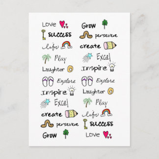 Positieve woorden Post Kaarten