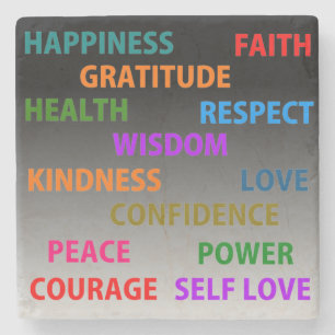Positieve woorden stenen onderzetter
