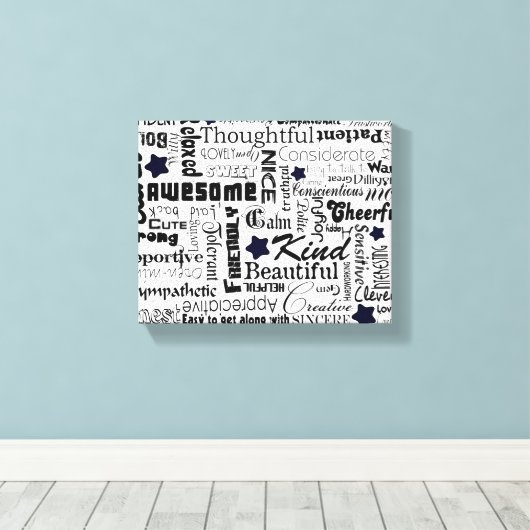 Positieve woordtypografie canvas afdruk (Insitu (Houten vloer))