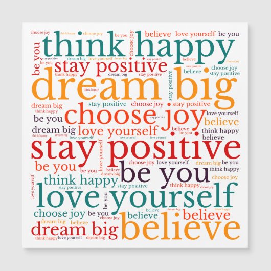 Positieve zinnen WordArt Pattern Multicolor White (Voorkant)