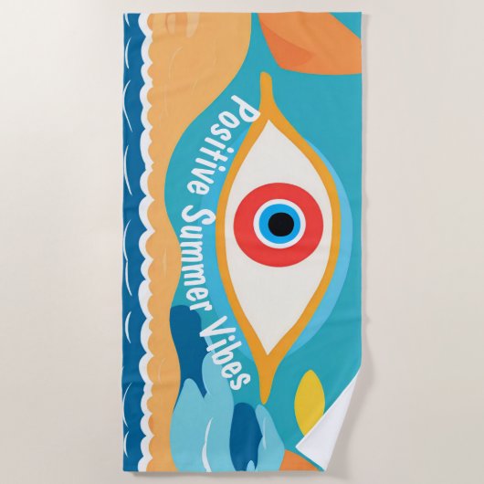 Positieve zomer Vibes Evil Eye Moderne strandlaken (Voorkant)