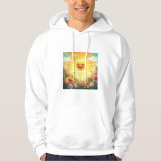 Positieve Zonne Kunst – Helder Gelukkige Zon en Bl Hoodie