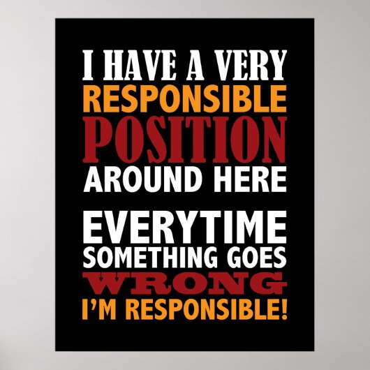 Position Responsable Poster humoristique Imprimer (Devant)