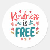 Positive "Be Kind" Message with Hearts Ronde Sticker (Voorkant)
