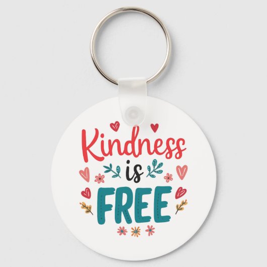 Positive "Be Kind" Message with Hearts Sleutelhanger (Voorkant)