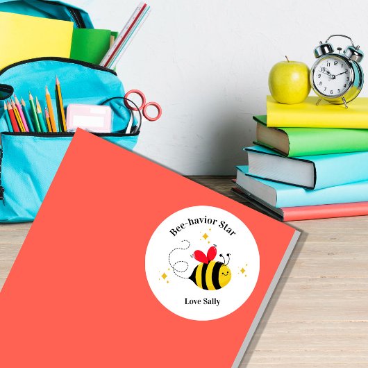 Positive Behavior Sticker, Bee-havior Star Teacher Ronde Sticker