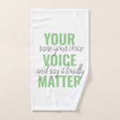 Positive Green Your Voice Matter Motivation Citati (Serviette à main)