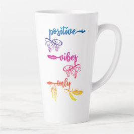 Positive Vibes Only, Rainbow Ombre Boho Latte Mug Mok