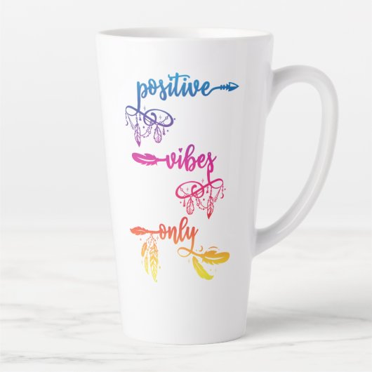 Positive Vibes Only, Rainbow Ombre Boho Latte Mug Mok (Rechts)