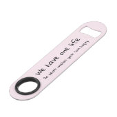Positive words add initials pink speed flessenopener (Voorkant Gekanteld)