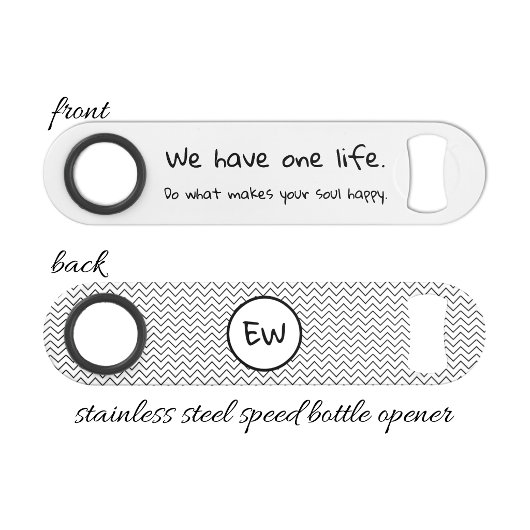 Positive words add initials white speed flessenopener