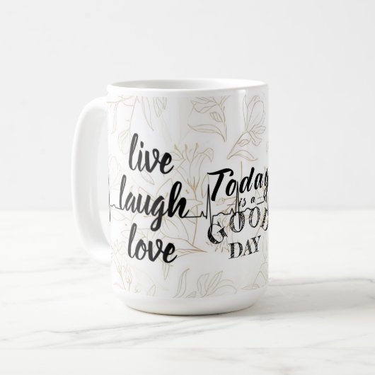 positivité en utilisant cette élégante tasse blanc (Devant gauche)