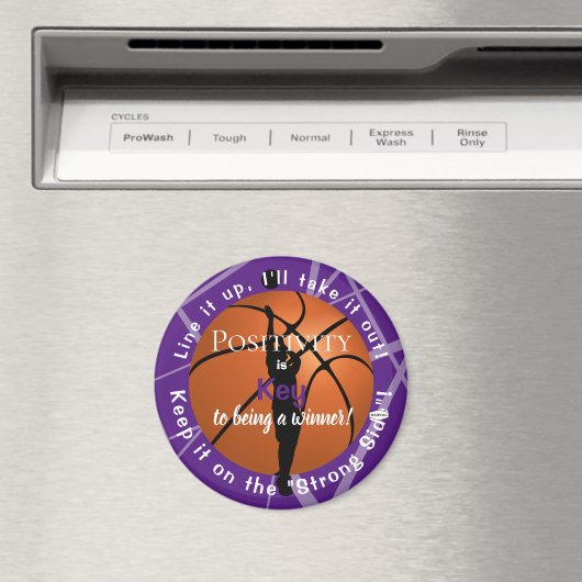 Positiviteit Basketball Magnet Paarse HAMbyWG Magneet (Insitu (Vaatwasser))