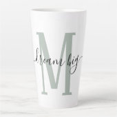 Positiviteit Dream Big Sage Green Monogram Initiaa Latte Mok (Voorkant)