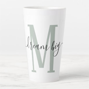 Positiviteit Dream Big Sage Green Monogram Initiaa Latte Mok