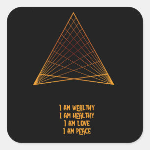 Positiviteit Mantra Gold Sacred Geometry Square St Vierkante Sticker