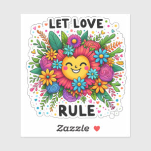 Positiviteit omarmen met levendige bloemen en vreu sticker